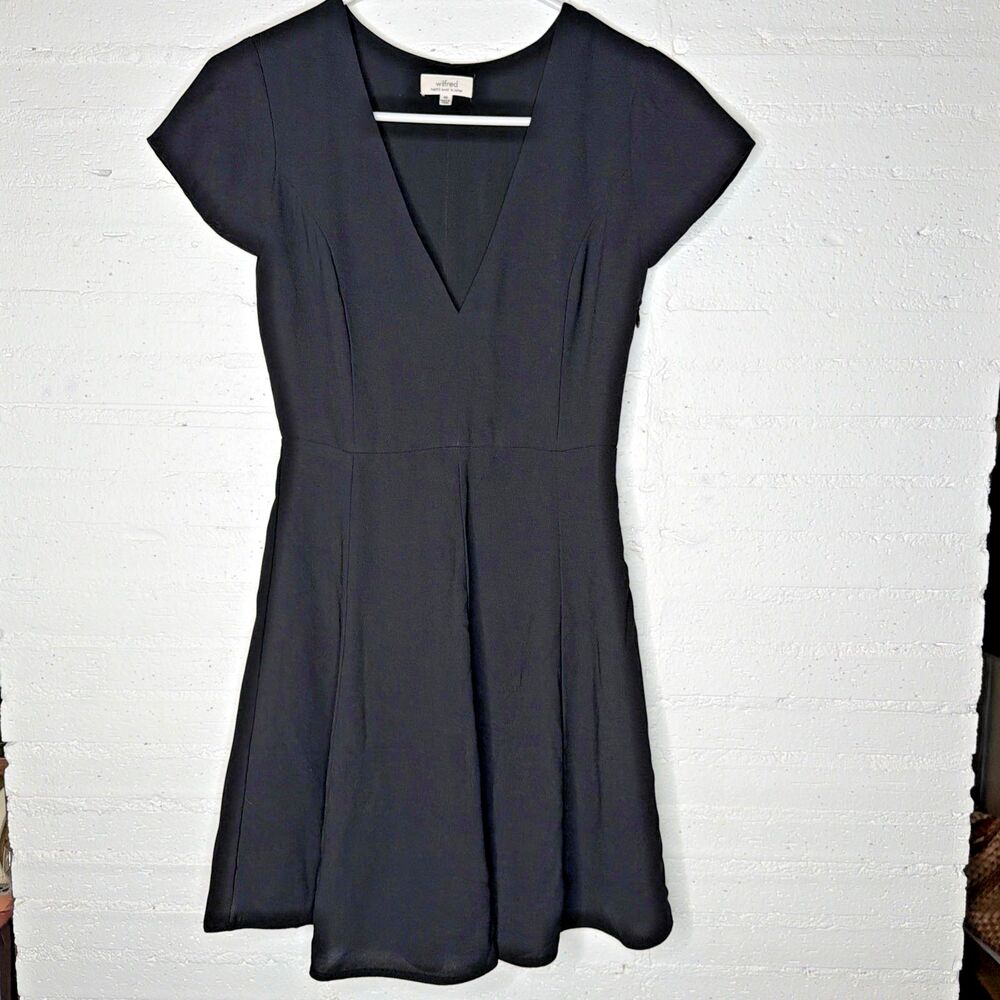 Aritzia Wilfred  Foucalt Fit & Flare Silk-Blend Mini Dress 00 French Girl LBD